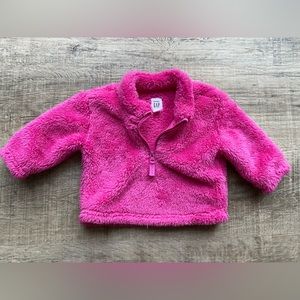 Gap baby Sherpa half zip sweatshirt. Happy pink color. Size 3-6 months.